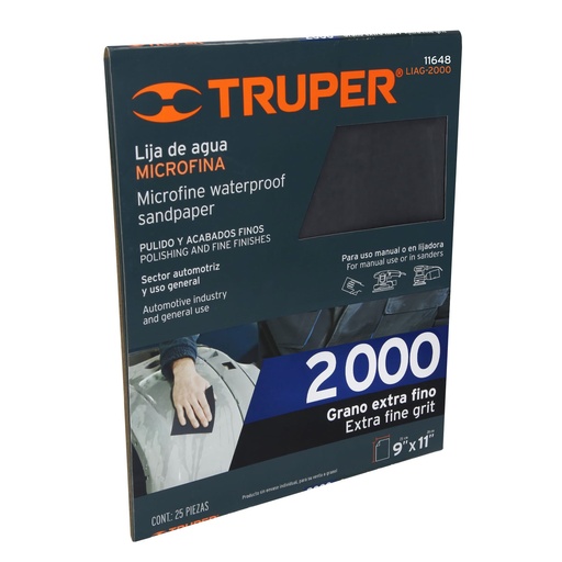 [T11648] Lija de agua grano 2000 microfina carburo de silicio, Truper - Pag 251