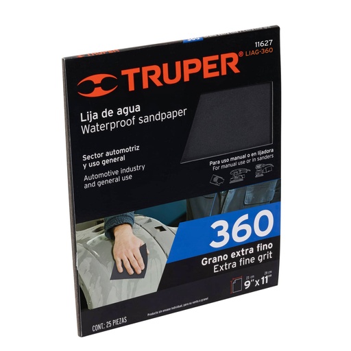 [T11627] Lija de agua grano 360 de carburo de silicio, Truper - Pag 251