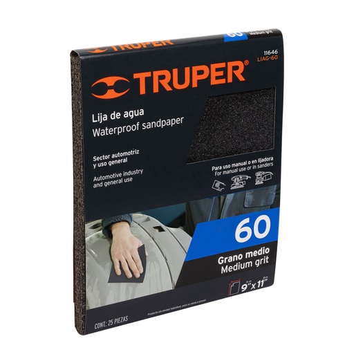 [T11646] Lija de agua grano 60 de carburo de silicio, Truper - Pag 251
