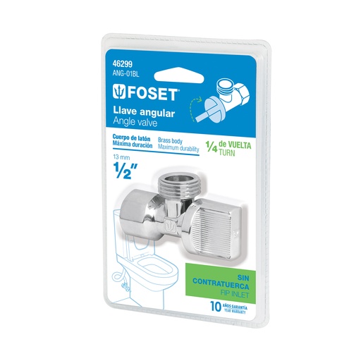 [T46299] Llave angular 1/2' x 1/2', 1/4 de vuelta, blíster, Foset - Pag 676