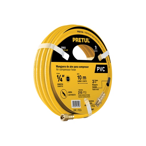 [T20663] Manguera de PVC para compresor, 10 m x 1/4', Pretul - Pag 120