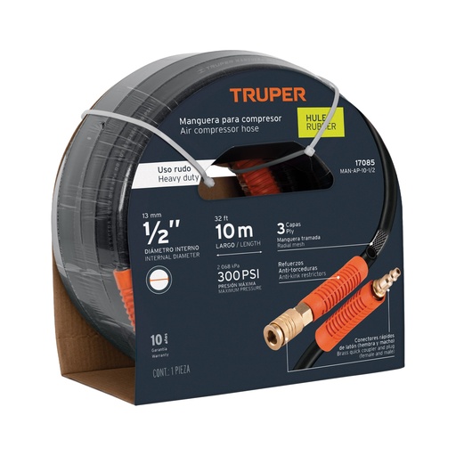 [T17085] Manguera de hule para compresor, 10 m x 1/2', Truper - Pag 120