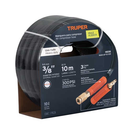 [T19016] Manguera de hule para compresor, 10 m x 3/8', Truper - Pag 120