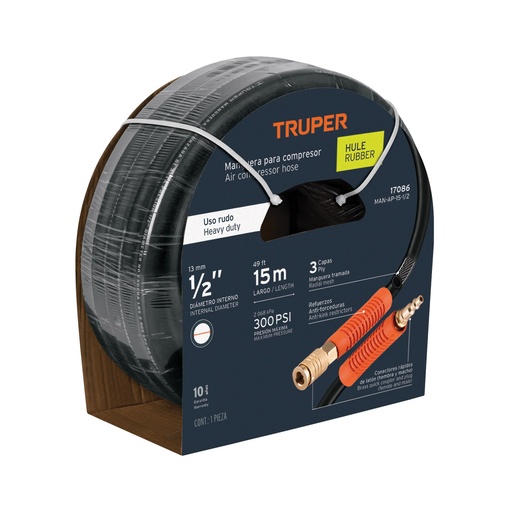 [T17086] Manguera de hule para compresor, 15 m x 1/2', Truper - Pag 120
