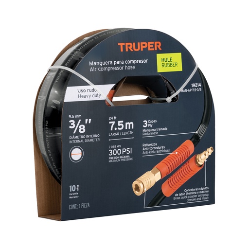 [T19214] Manguera de hule para compresor, 7.5 m x 3/8', Truper - Pag 120
