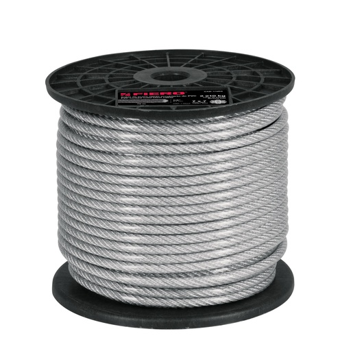 [T44218] Metro de cable rígido 1/4' acero 7x7 recubierto PVC, 75 m - Pag 736