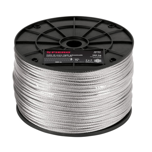 [T48797] Metro de cable rígido 1/8' de acero 7x7 hilos, 300 m, Fiero - Pag 736
