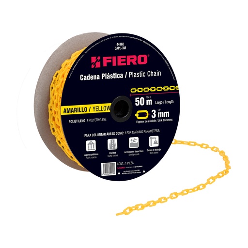 [T44162] Metro de cadena de 3 mm de plástico amarilla, carrete de 50m - Pag 741