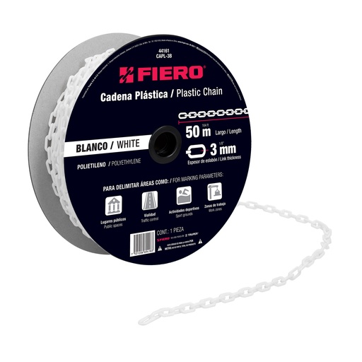 [T44161] Metro de cadena de 3 mm de plástico blanca, carrete de 50 m - Pag 741