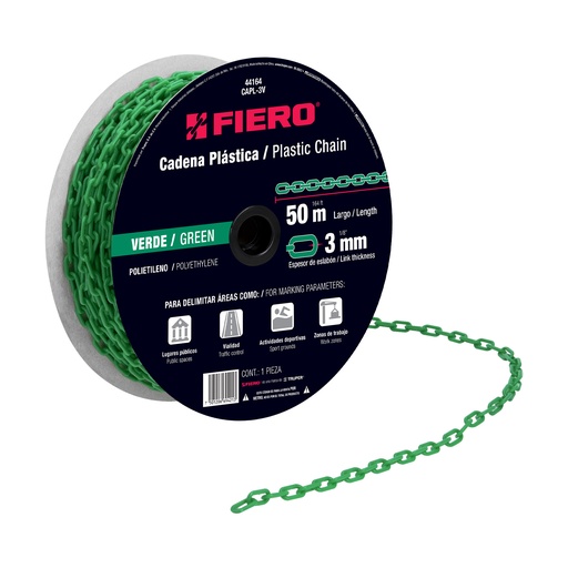 [T44164] Metro de cadena de 3 mm de plástico verde, carrete de 50 m - Pag 741
