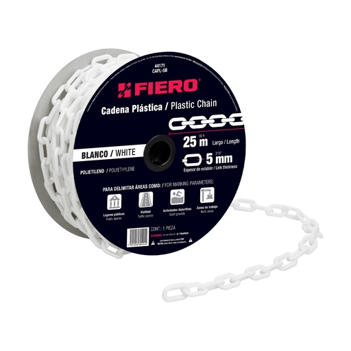 [T44171] Metro de cadena de 5 mm de plástico blanca, carrete de 25 m - Pag 741