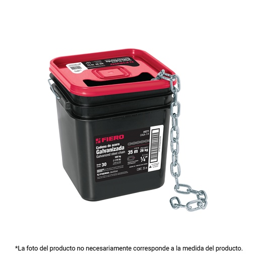 [T44273] Metro de cadena galvanizada de 3/8', 10 m en cubeta, Fiero - Pag 737