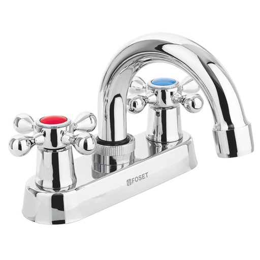 [T47681] Mezcladora 4' para lavabo, cuello curvo, manerales cruceta - Pag 615