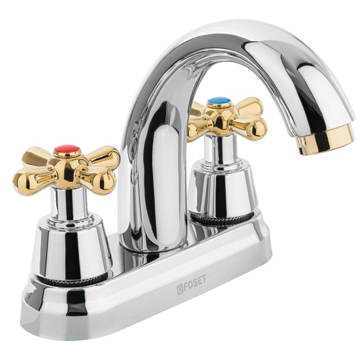 [T45355] Mezcladora cromo-oro 4' p/lavabo, nariz curva, cruceta,Foset - Pag 626