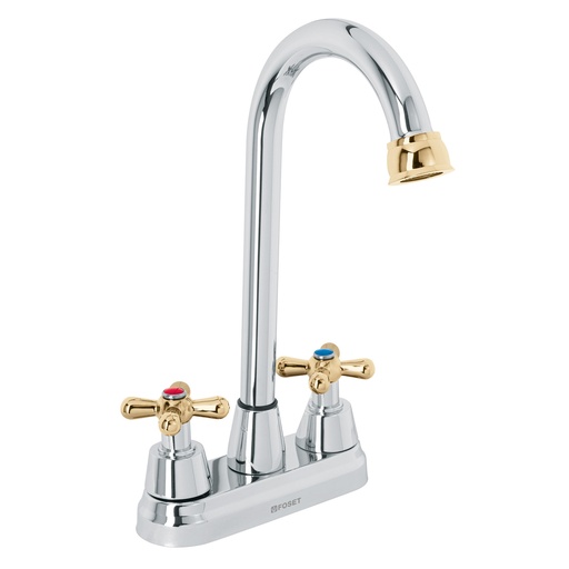 [T45621] Mezcladora cromo-oro 4' p/lavabo, tipo bar, cruceta, Aqua - Pag 626