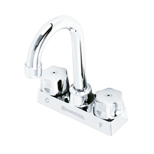 [A308303] Mezcladora para lavabo 4" cuello bar maneral tipo 4 puntas, ABS y cuerpo laton
