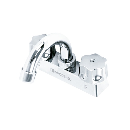 [A308301] Mezcladora para lavabo 4" cuello curvo maneral tipo 4 puntas, ABS y cuerpo laton