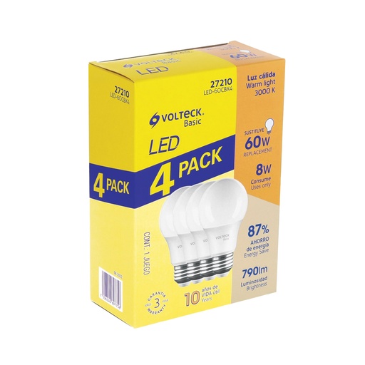 [T27210] Pack de 4 lámparas LED A19 8 W (equiv. 60 W), luz cálida - Pag 583