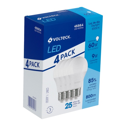 [T46864] Pack de 4 lámparas LED A19 9 W (equiv. 60 W), luz de día - Pag 583