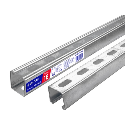 [T47758] Perfil unicanal perforado de 3 m, 4 x 4 cm, cal. 18, Volteck - Pag 575