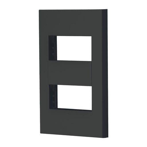 [T47998] Placa 2 ventanas, 1 módulo, línea Española, color negro