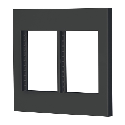 [T47999] Placa 2 ventanas, 6 módulos, línea Española, color negro
