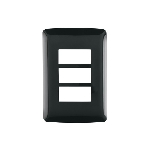 [T40138] Placa 3 modulos, Italiana, color negro, Volteck - Pag 519