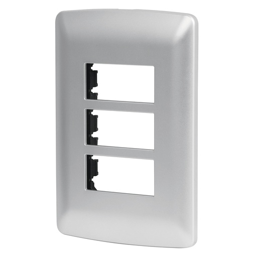 [T46399] Placa 3 módulos de ABS, línea italiana, color plata, Volteck - Pag 519
