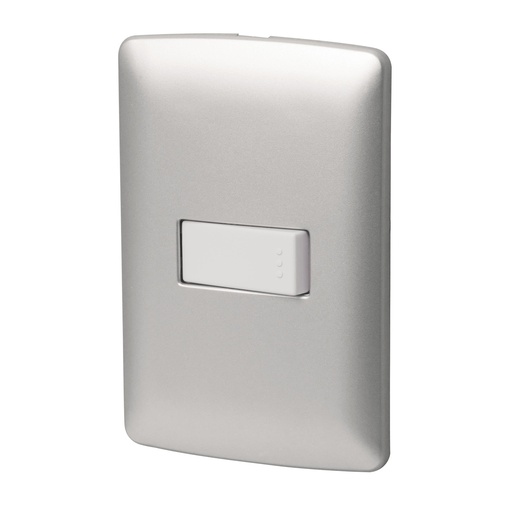 [T46477] Placa armada 1 interruptor sencillo plata, línea Italiana - Pag 522