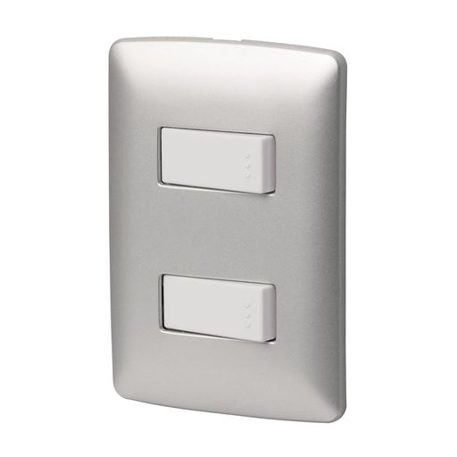 [T46479] Placa armada 2 interruptores sencillos plata, línea Italiana - Pag 522