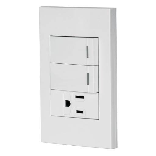 [T45597] Placa armada 2 interruptores,1 contacto,1mod,Española,blanco - Pag 529