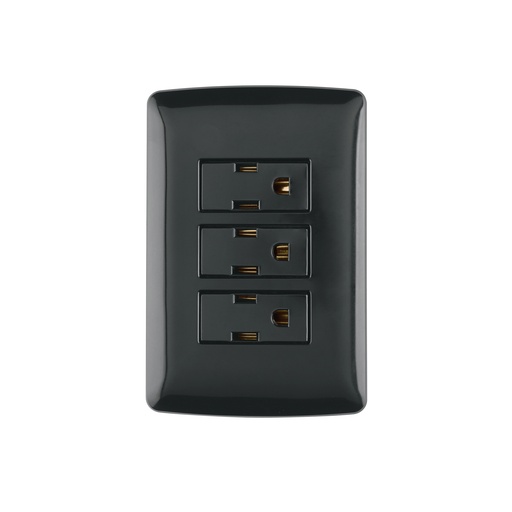 [T47594] Placa armada 3 contactos aterrizados, negro, línea Italiana - Pag 522