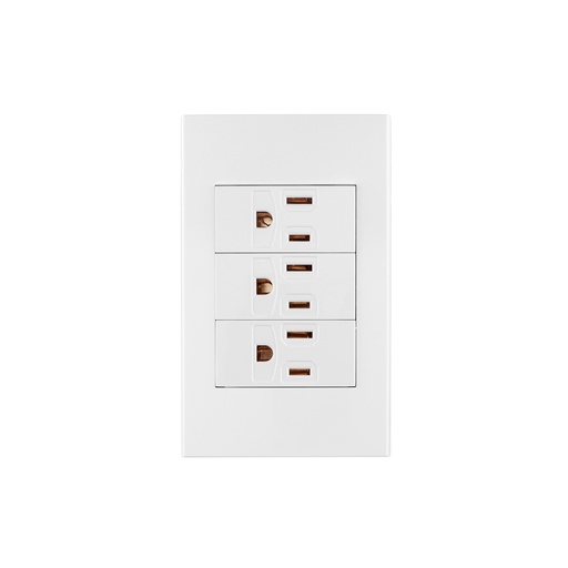 [T45598] Placa armada 3 contactos, 1 módulo, Española, blanco - Pag 529
