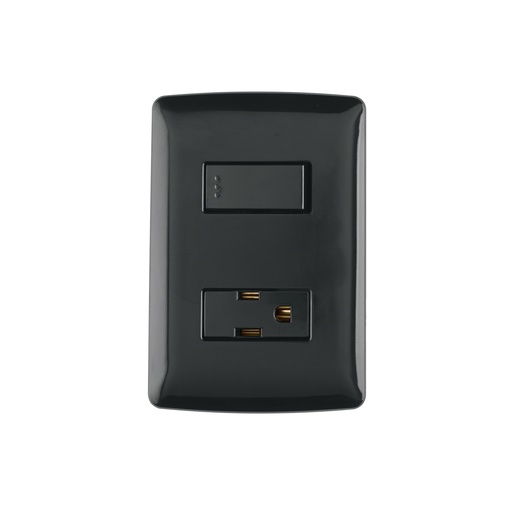 [T47591] Placa armada contacto e interruptor, negro, línea Italiana - Pag 521