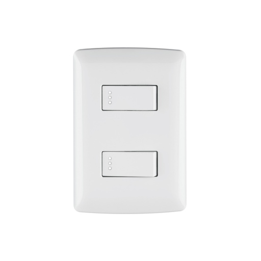 [T46461] Placa armada, 2interruptores sencillos,blanco,línea Italiana - Pag 522