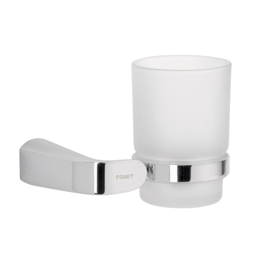 [T45205] Portavaso cepillero cromo con vaso de vidrio, Foset Riviera - Pag 657