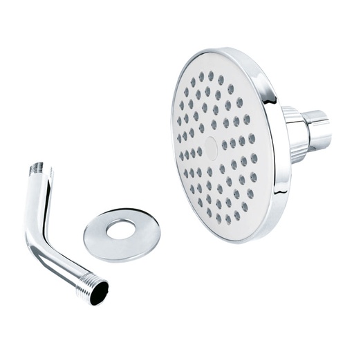 [A114801] Regadera tipo platillo antisarro de 4 1/2" con brazo y chapeton