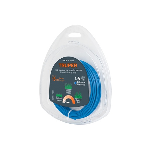 [T17605] Rollo de hilo para desbrozadora, 1.6 mm x 15 m, Truper - Pag 355