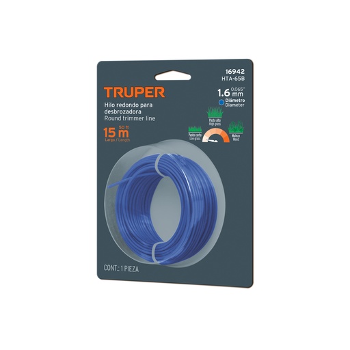 [T16942] Rollo de hilo para desbrozadora, 1.6 mm x 15 m, Truper - Pag 355