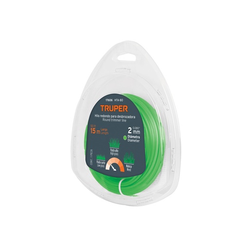 [T17606] Rollo de hilo para desbrozadora, 2 mm x 15 m, Truper - Pag 355