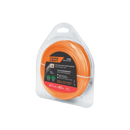 [T15966] Rollo de hilo para desbrozadora, 2.7 mm x 63m, Truper Expert - Pag 355