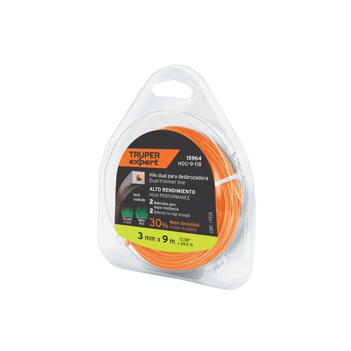[T15964] Rollo de hilo para desbrozadora, 3 mm x 9 m, Truper Expert - Pag 355