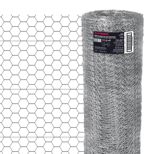 [T44656] Rollo de malla hexagonal 45m x 1m calibre 22 abertura 25 mm - Pag 747