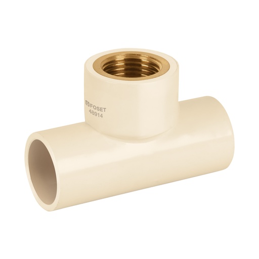 [T48914] Tee rosca central hembra CPVC 1/2' inserto latón, Foset - Pag 700