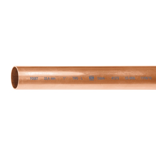 [T41273] Tubo de 1' de cobre tipo 'L' , de 3 m, Foset - Pag 710