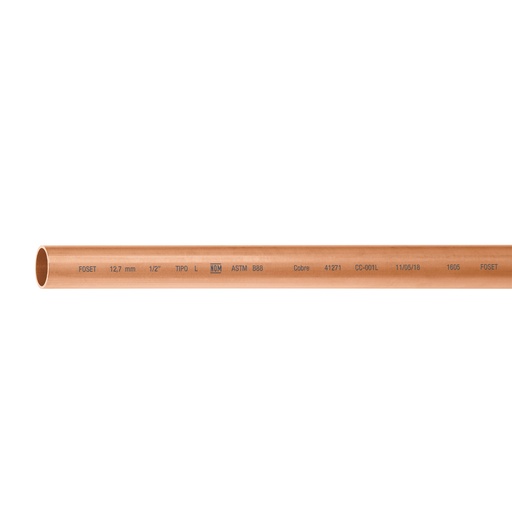 [T41271] Tubo de 1/2' de cobre tipo 'L' , de 3 m, Foset - Pag 710