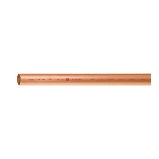 [T41274] Tubo de 1/2' de cobre tipo 'M' , de 3 m, Foset - Pag 710