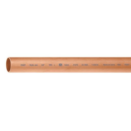 [T41272] Tubo de 3/4' de cobre tipo 'L' , de 3 m, Foset - Pag 710